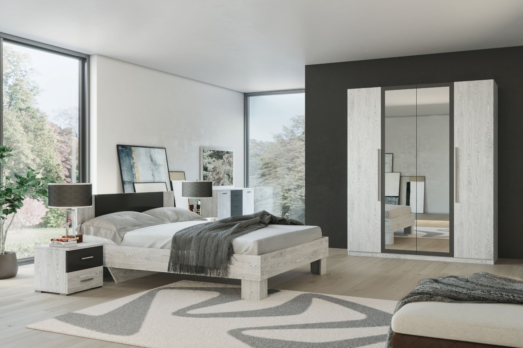 LILIAN NEW spálňová zostava, antracit/light artwood LILIAN NEW spálňová zostava, antracit/light artwood