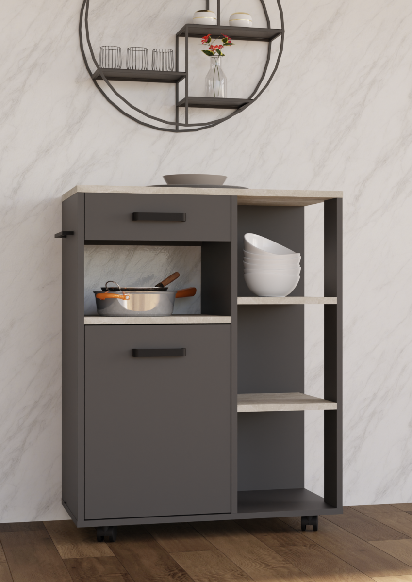 LINDITA viacúčelová skrinka na kolieskach 80, antracit LINDITA viacúčelová skrinka na kolieskach 80, antracit