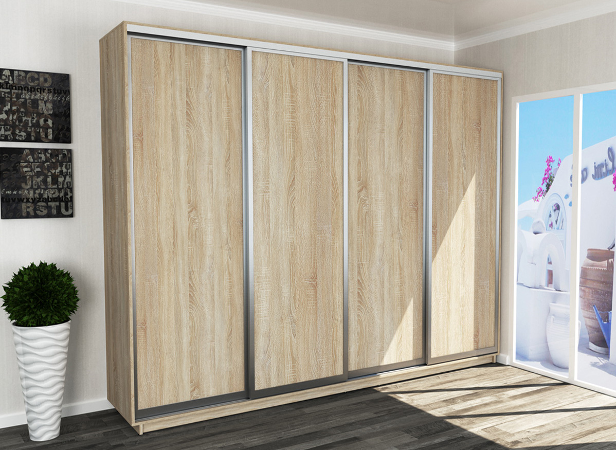 LUNATA š300/v240 štvordverová šatníková skriňa, dub sonoma LUNATA š300/v240 štvordverová šatníková skriňa, dub sonoma