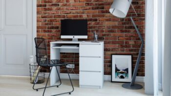 MALI písací stolík so zásuvkami, biely, pravý