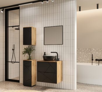 MANDOLA zostava do kúpeľne, dub Wotan / čierna