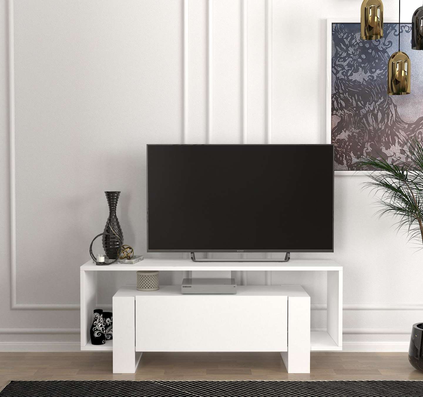 MARRY úzky TV stolík, biela MARRY úzky TV stolík, biela