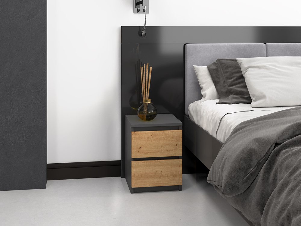 MELWIN M2 nočný stolík, antracit/ dub artisan MELWIN M2 nočný stolík, antracit/ dub artisan