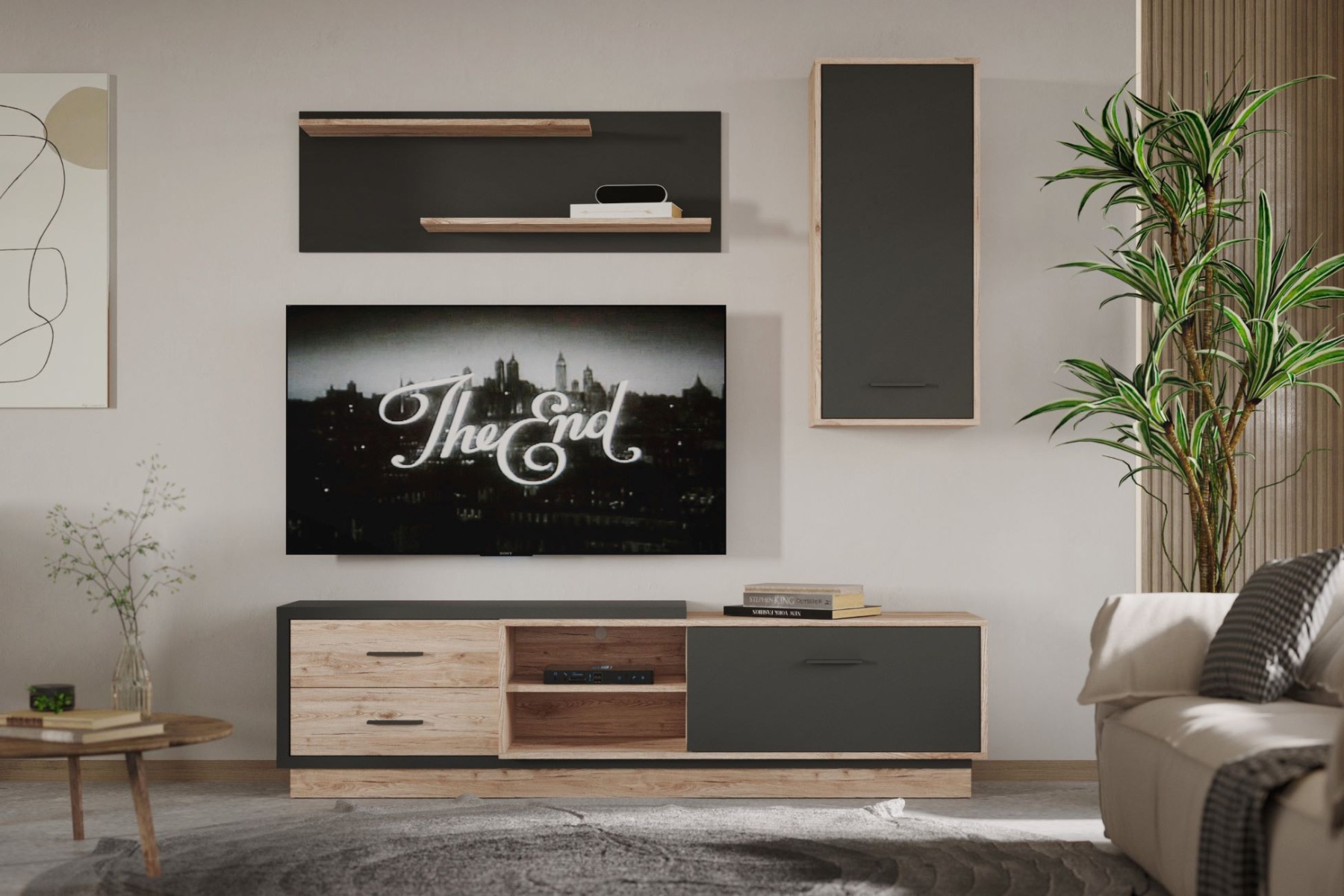 MEMORY malá obývacia stena, dub san Marino/antracit MEMORY malá obývacia stena, dub san Marino/antracit