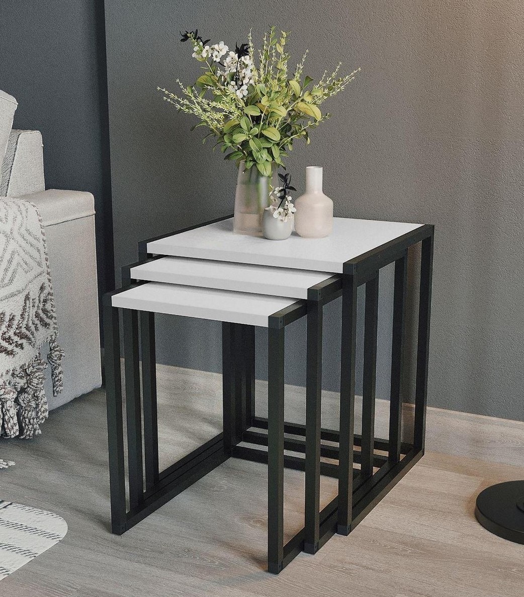 MERRY sada stolíkov, biela MERRY sada stolíkov, biela