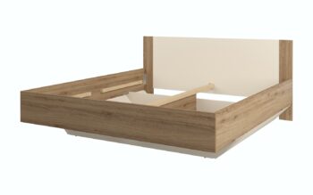 MESSA posteľ s výklopným roštom 180, dub divoký / béžová