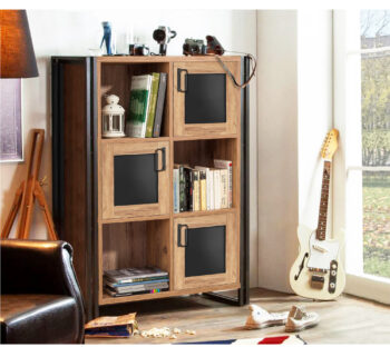 MIKE vysoká komoda, borovica/čierna