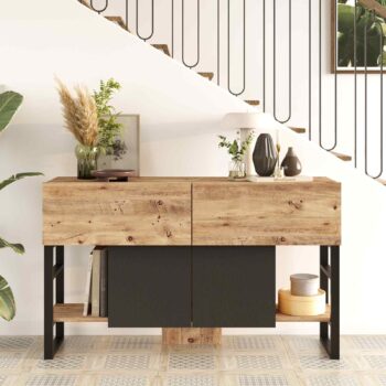 MILI 25 konzolový stolík, barva borovica/čierne nohy