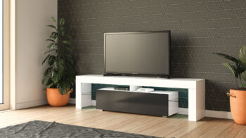 MONTE televízny stolík, biely lesk / čierny lesk