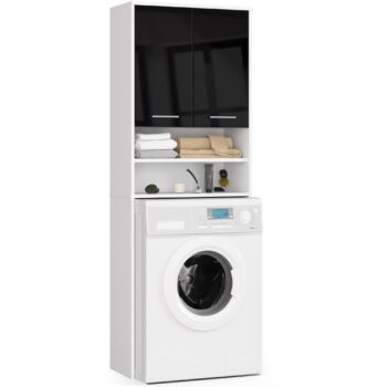 Moderná kúpeľňová skrinka AVERY, biela / čierny lesk