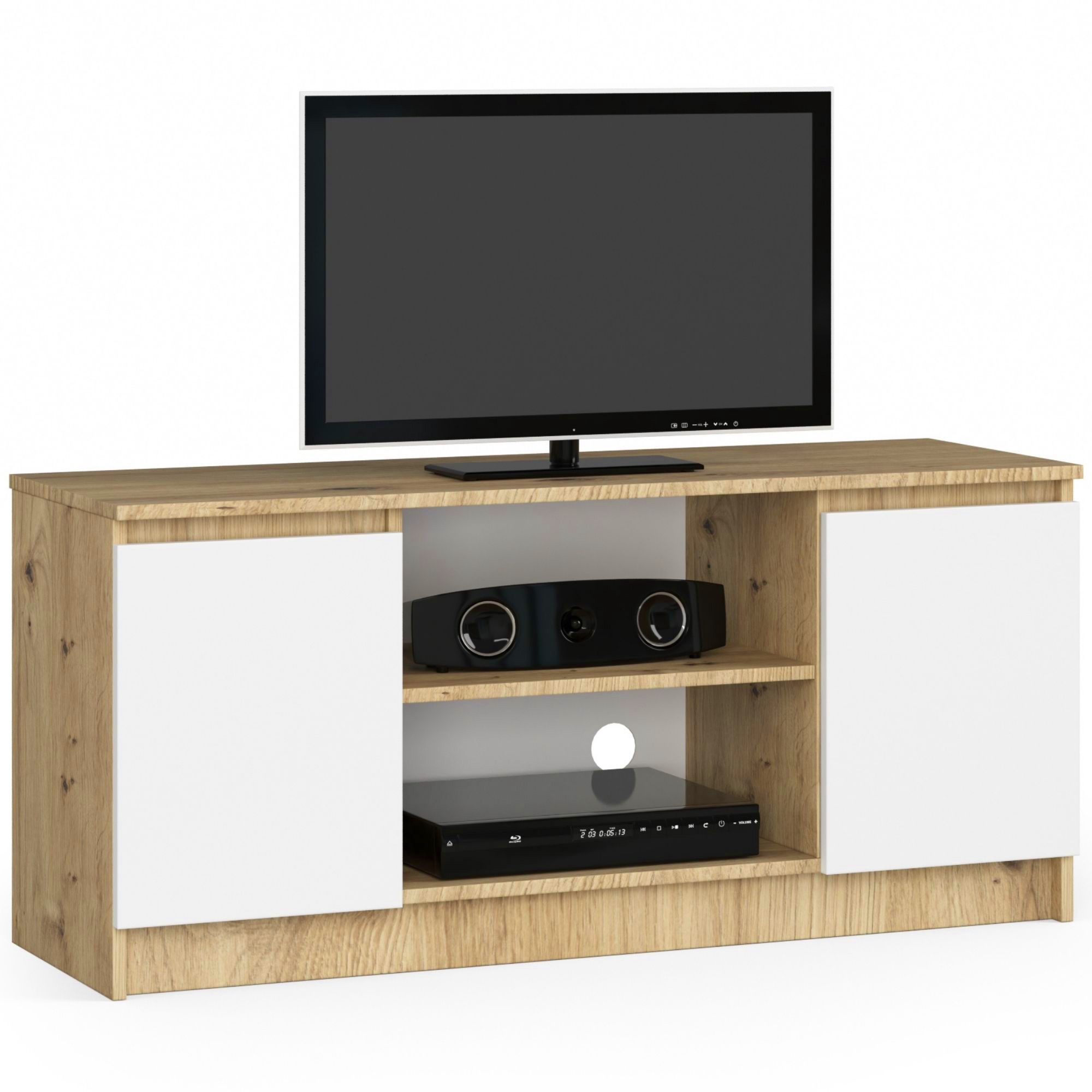 Moderný TV stolík ROMANA120, dub Artisan / biely Moderný TV stolík ROMANA120, dub Artisan / biely