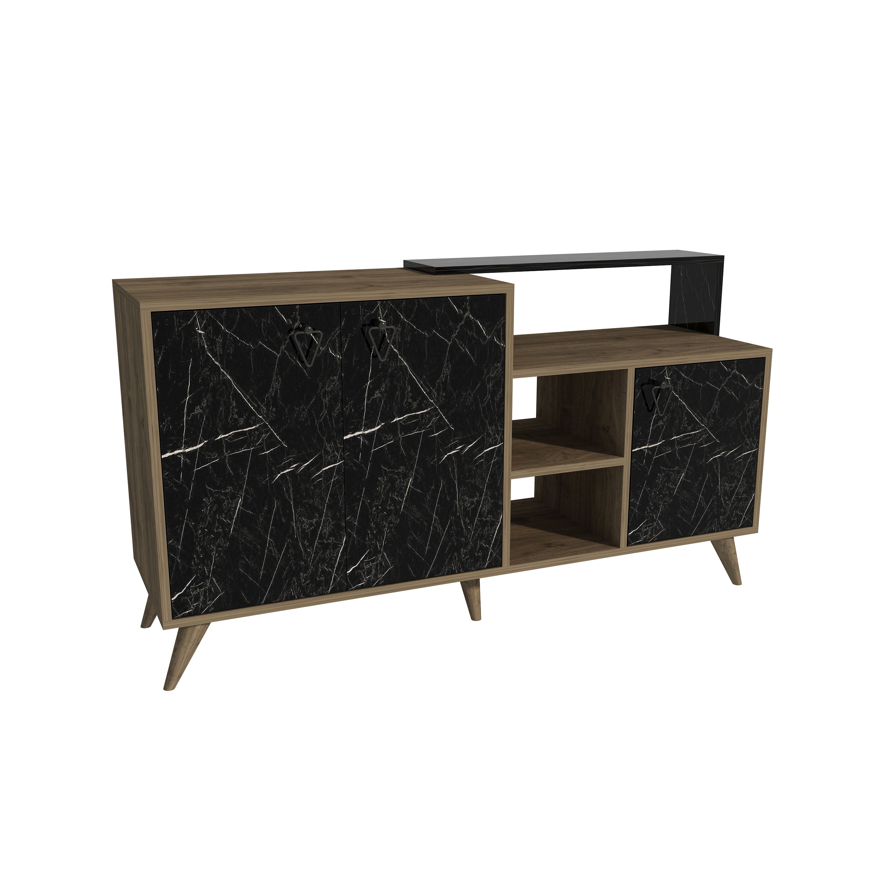 NEVADA komoda na nožičkách, orech / čierna NEVADA komoda na nožičkách, orech / čierna