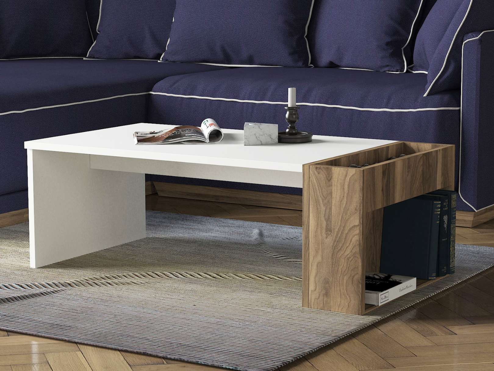 NEW konferenčný stolík, biela/orech NEW konferenčný stolík, biela/orech