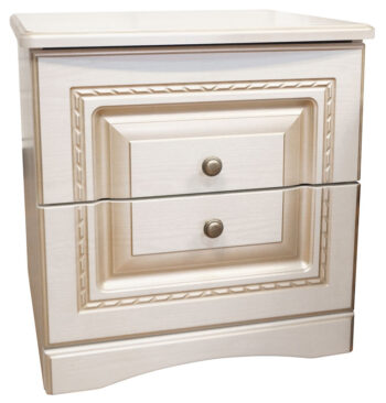 NIKA 2ks nočných stolíkov, biele drevo/patina