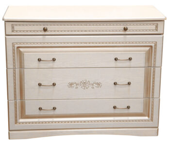 NIKA zásuvková komoda, biele drevo/patina