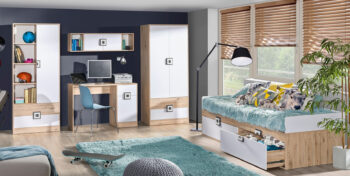 NIKOL 2 detská izba, biela/dub/tmavošedá