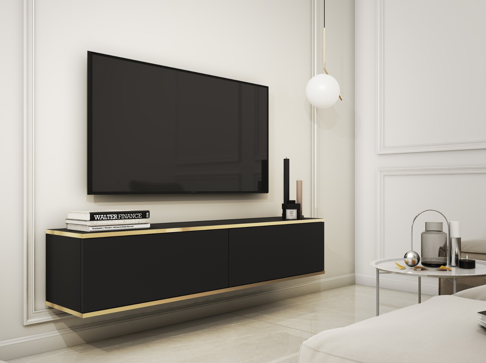 ORLANDO štýlová TV skrinka 135, čierna ORLANDO štýlová TV skrinka 135, čierna