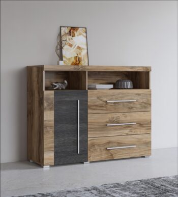 POUND šuplíková komoda 1D3S, orech Satin/touchwood