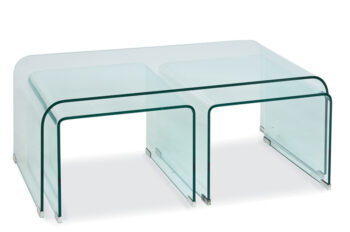 PRIMA A sklený konferenčný stolík z číreho skla