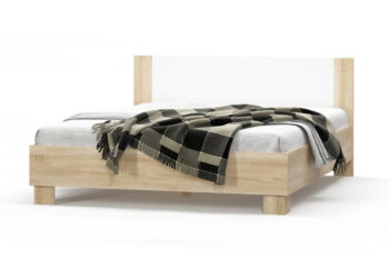 REBEKA, manželská posteľ 160 s roštom, dub sonoma/biela