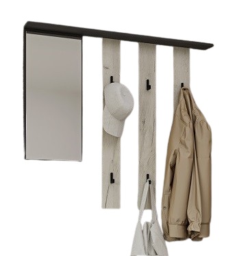 REMO II vešiak zo zrkadlom, craft biely / grafit REMO II vešiak zo zrkadlom, craft biely / grafit