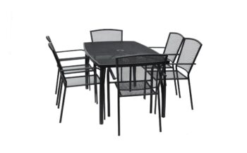 RIVER kovový záhradný set 6+1, čierny