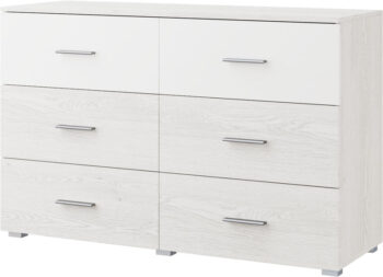 ROMER komoda 6 zásuviek, biela/light artwood