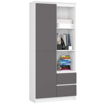 Regál AURA80, biela / šedá