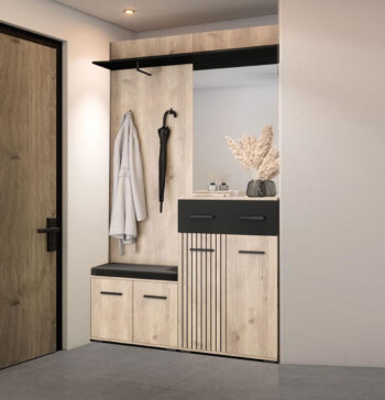 SAMBRE malá predsieňová zostava, biely dub / čierna