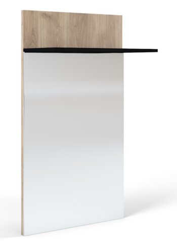 SAMBRE nástenné zrkadlo, biely dub/čierna