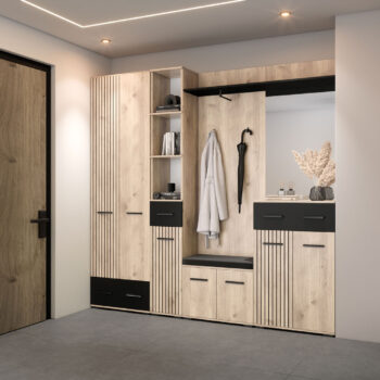 SAMBRE predsieňová zostava, biely dub / čierna