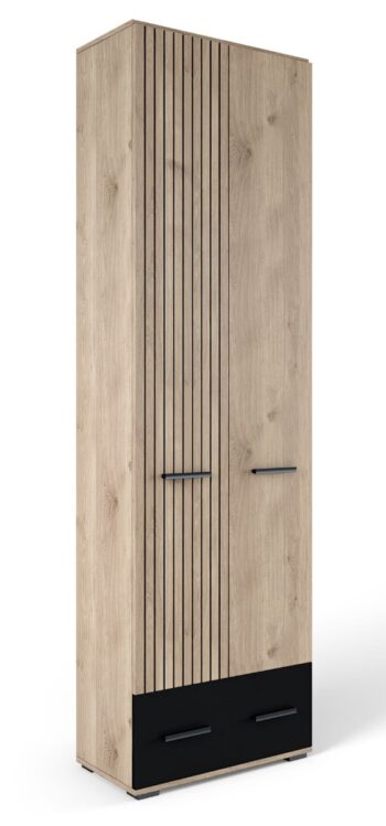 SAMBRE šatníková skriňa, biely dub/čierna