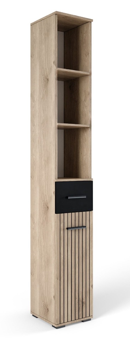 SAMBRE vysoká skrinka, biely dub/čierna SAMBRE vysoká skrinka, biely dub/čierna