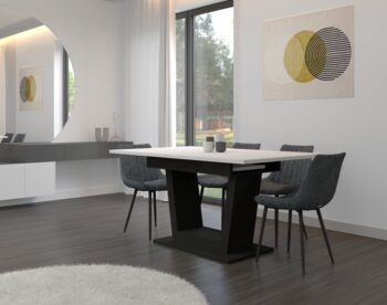 SANTANA štýlový jedálenský stôl, biela/čierna