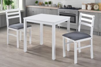 SEATTLE masívny jedálenský set 2+1, biela/šedá