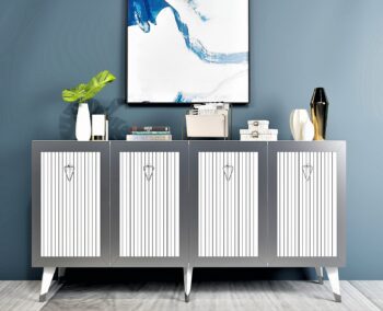 SOFI komoda na nožičkách, biela / strieborná