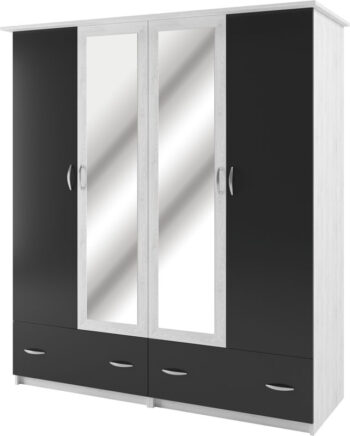 SONATE šatníková skriňa 4D, antracit/light artwood