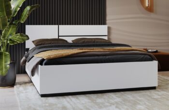 SQUARE posteľ 160x200, biela / čierna