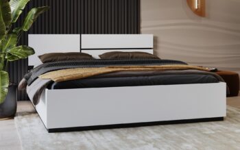 SQUARE posteľ 180x200, biela / čierna