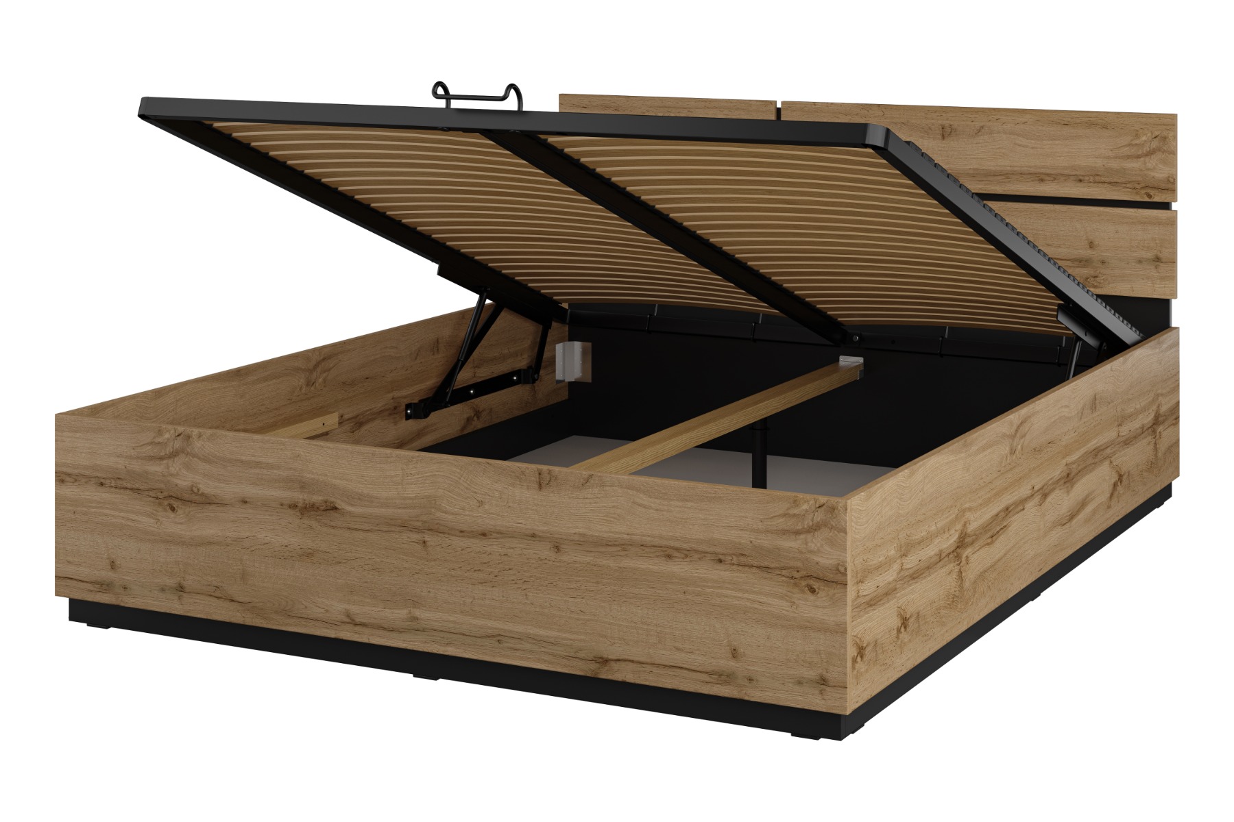 SQUARE posteľ s úložným priestorom 160x200, dub Wotan/čierna SQUARE posteľ s úložným priestorom 160x200, dub Wotan/čierna