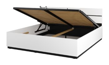 SQUARE posteľ s úložným priestorom 180x200, biela / čierna