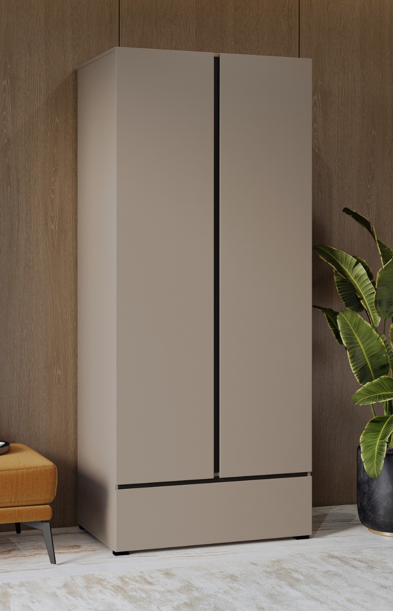 SQUARE šatníková skriňa 2D1S, béžová/čierna SQUARE šatníková skriňa 2D1S, béžová/čierna