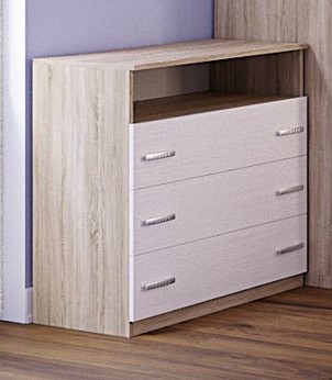 STANA komoda-dub Sonoma, biele drevo STANA komoda-dub Sonoma, biele drevo