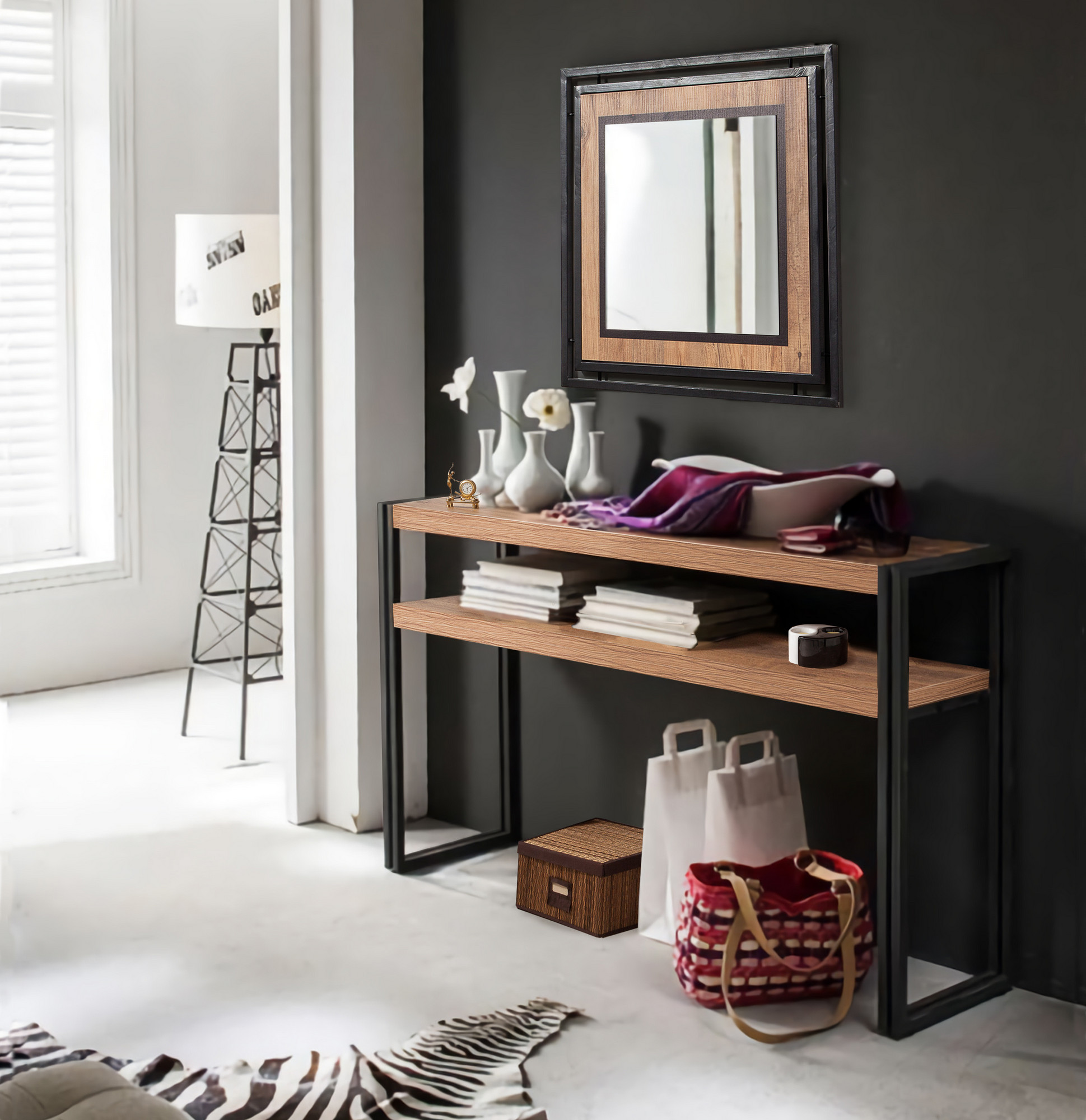 STOTCH konzolový stolík, borovica/čierna STOTCH konzolový stolík, borovica/čierna