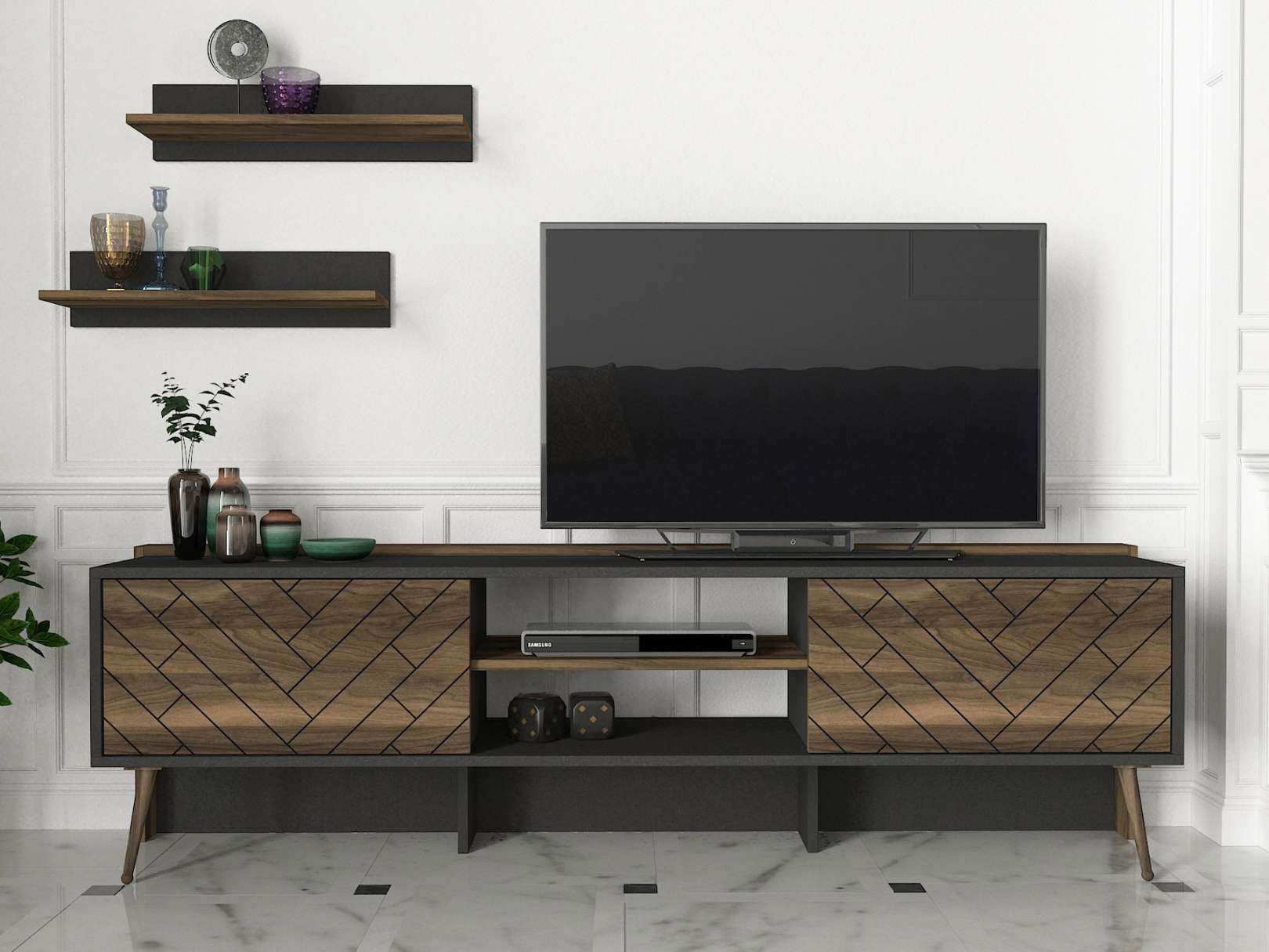 STRATOS obývacia stena, antracit/orech STRATOS obývacia stena, antracit/orech