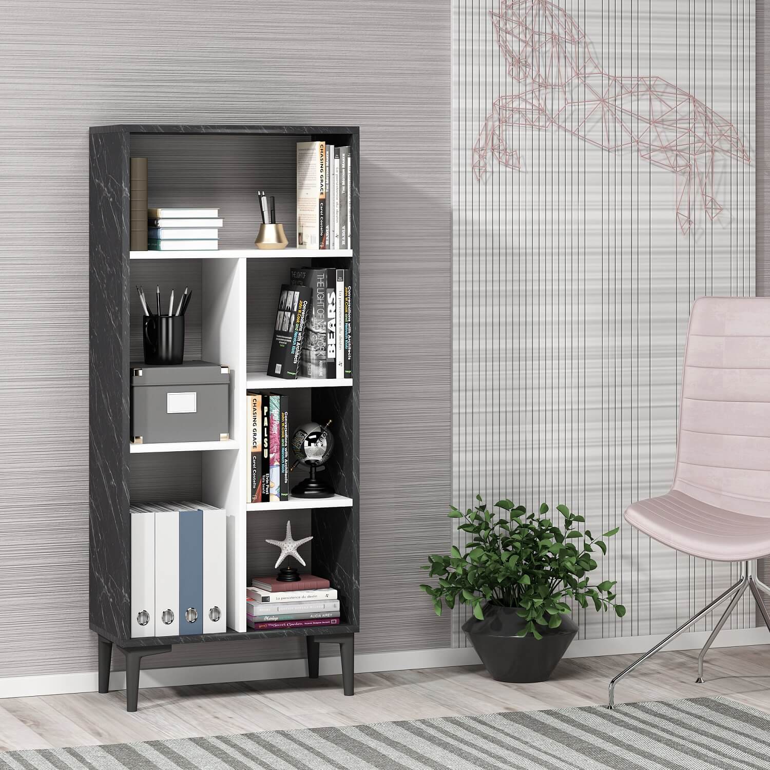 SYMBOL regál na nožičkách, antracit / biela SYMBOL regál na nožičkách, antracit / biela