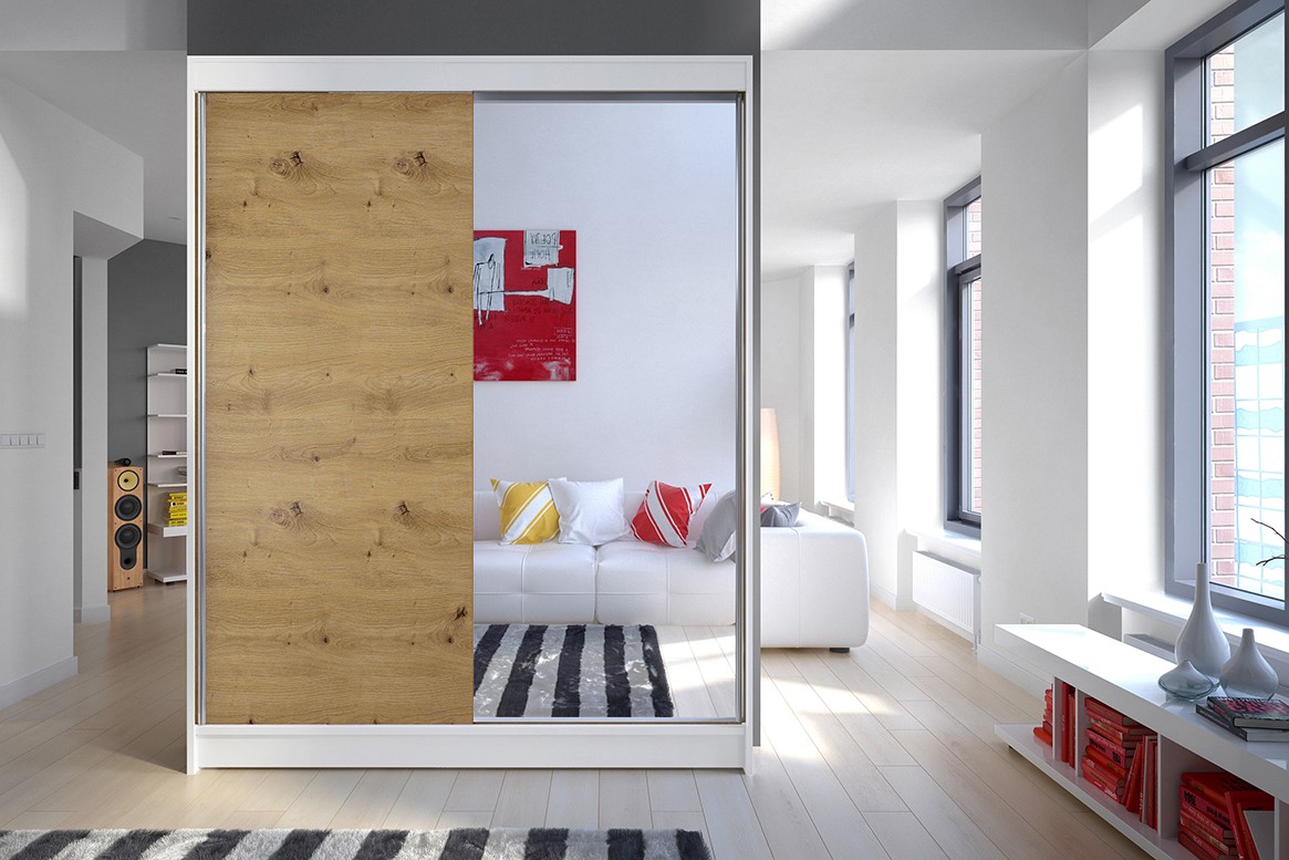 Šatníková skriňa KAMEL 1 biela/ dub artisan Šatníková skriňa KAMEL 1 biela/ dub artisan