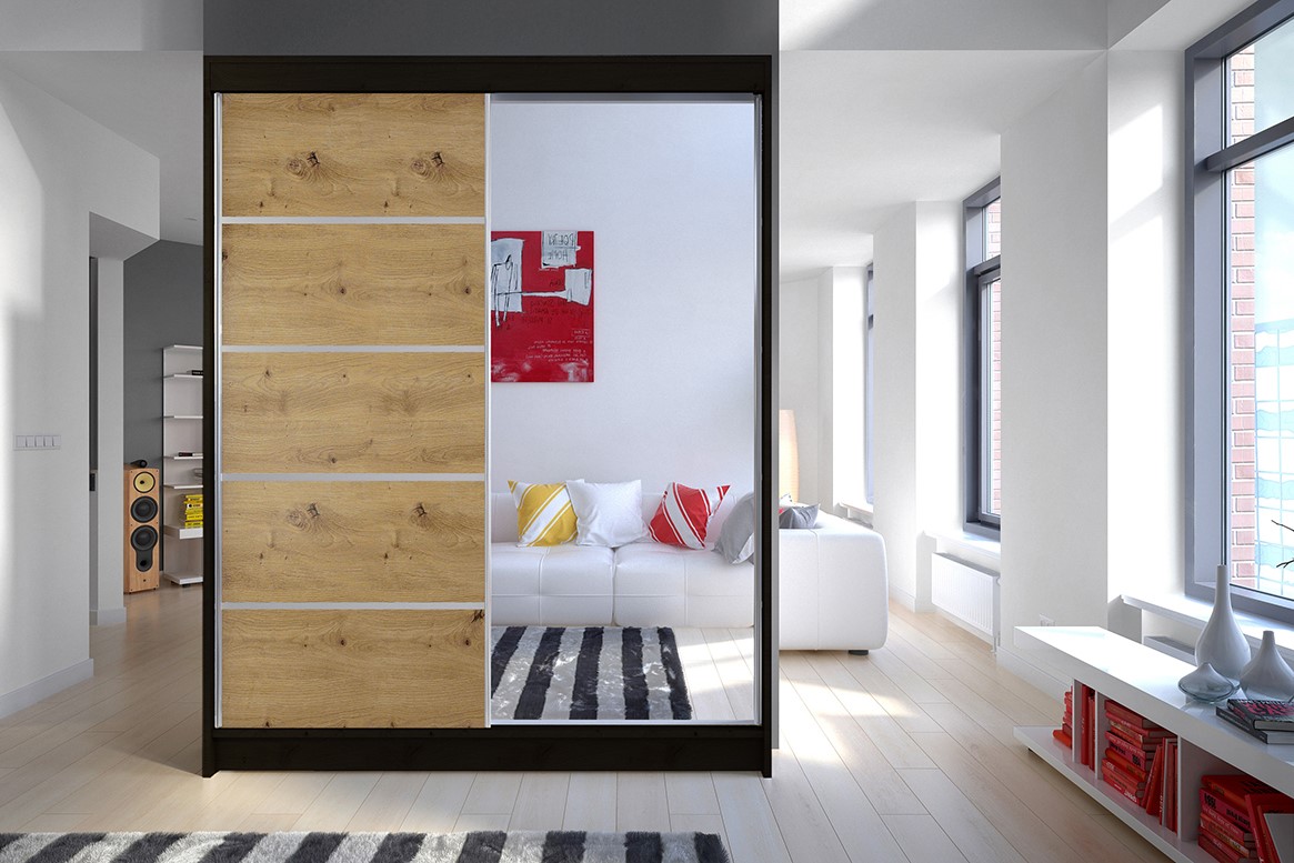 Šatníková skriňa KAMEL 3 čierna/ dub artisan Šatníková skriňa KAMEL 3 čierna/ dub artisan