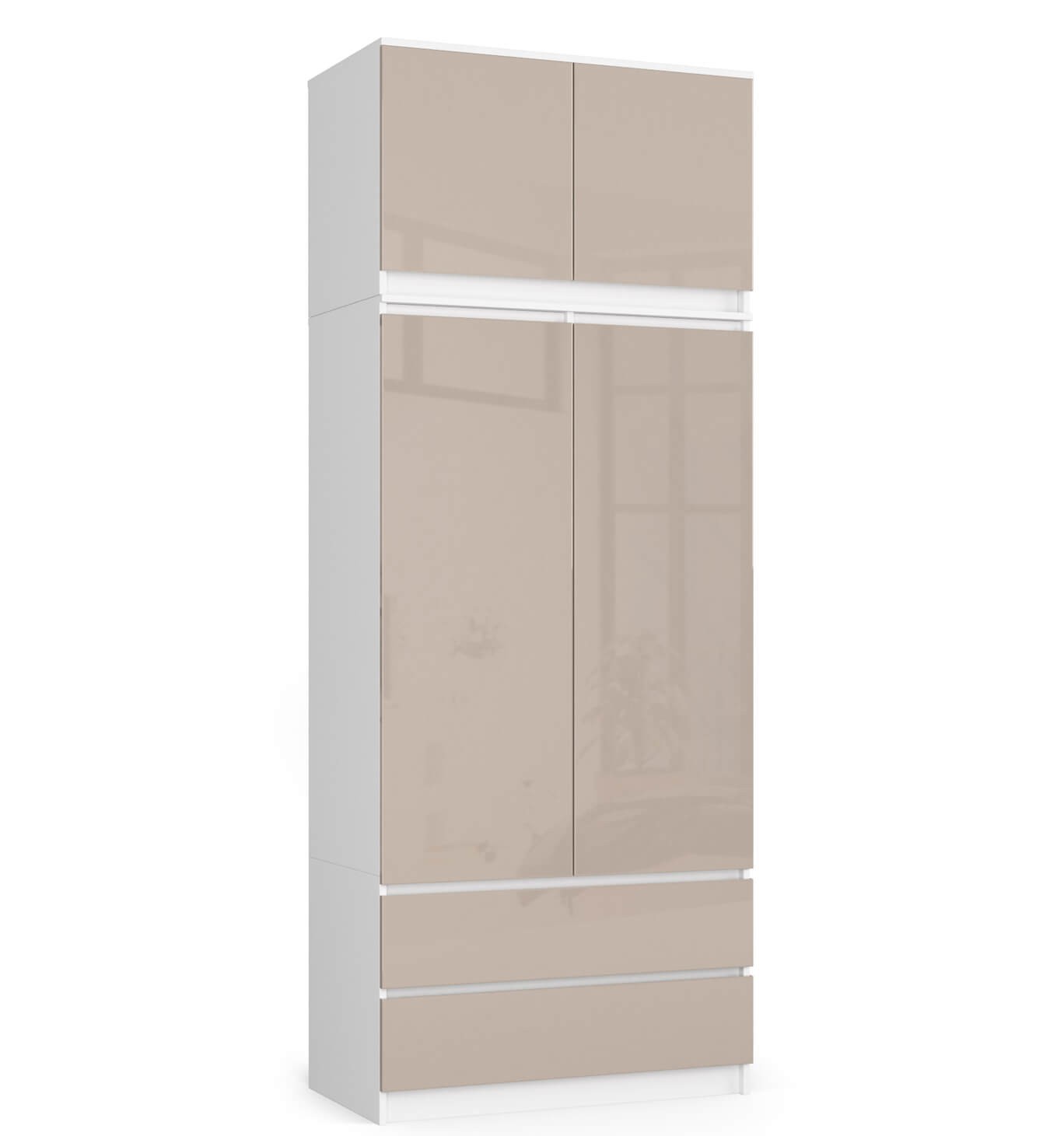 Šatníková skriňa POKI90, biela / cappuccino lesk Šatníková skriňa POKI90, biela / cappuccino lesk