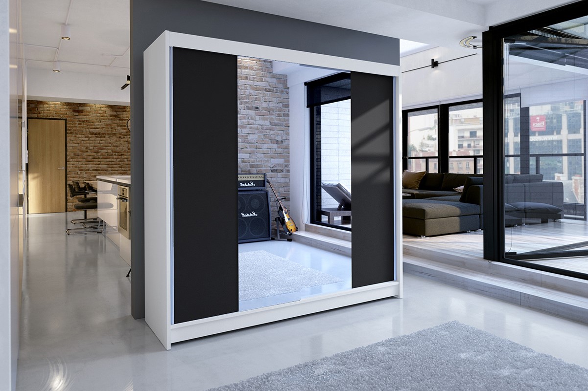 Šatníková skriňa TALLYA 2 biela/ čierna Šatníková skriňa TALLYA 2 biela/ čierna